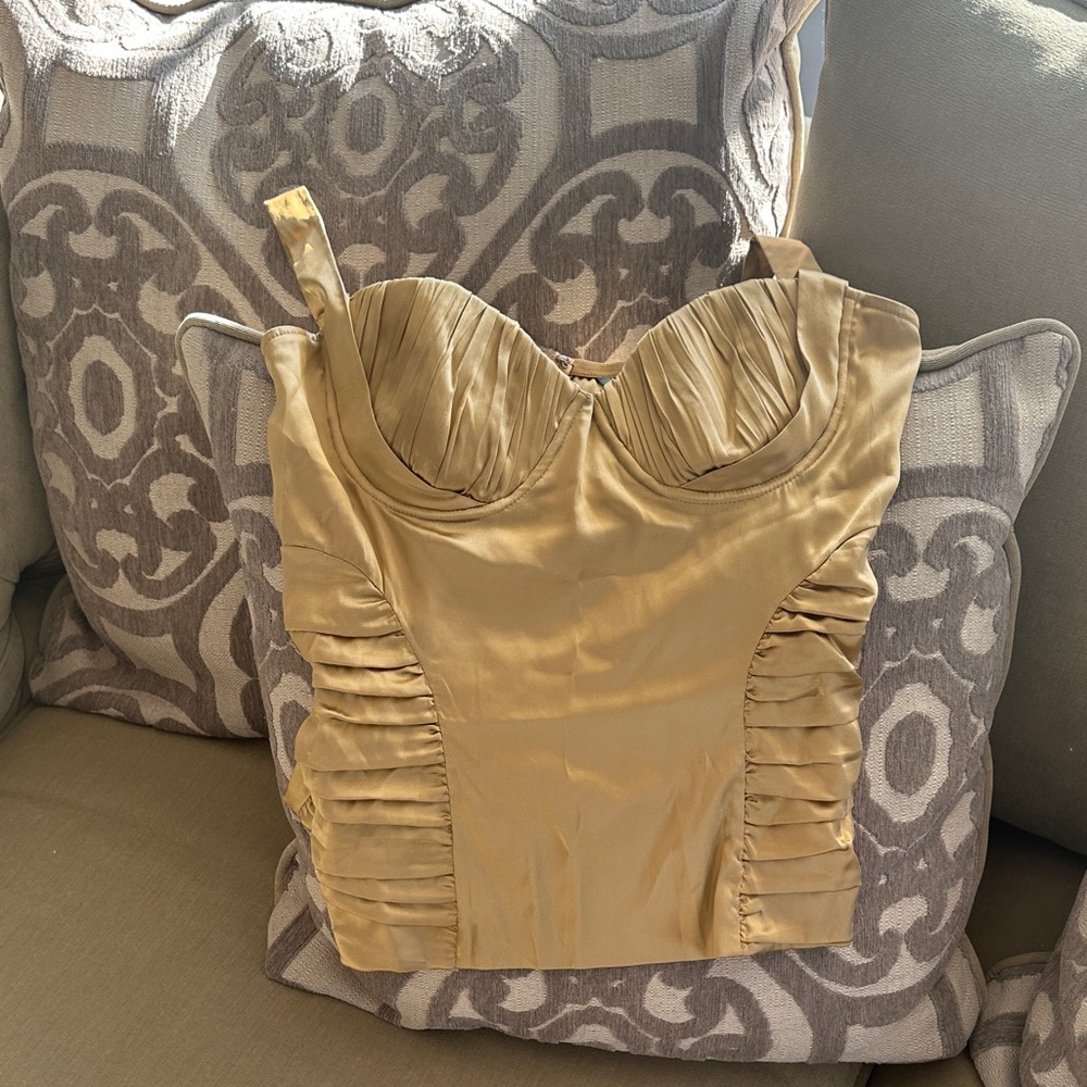 Marciano Silk Gold Bustier Top